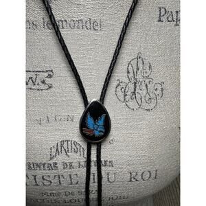 Vintage Turquoise Eagle Bolo Tie USA Western